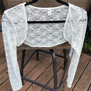 BP (Nordstrom) Cream Lace Bolero Shrug. NWT. Size Large.